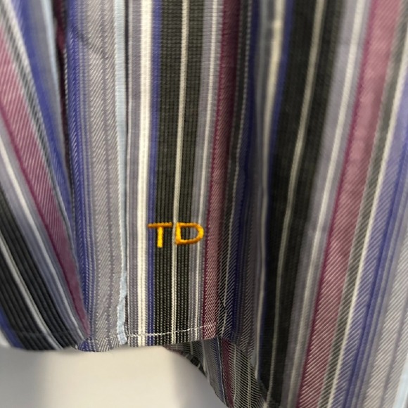 Thomas Dean Shirt Mens XXL MultiColored Striped‎ Flip Cuff Long Sleeve - Picture 4 of 6